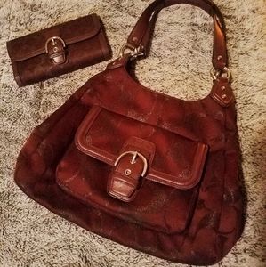 Burgundy Coach Purse & Wallet